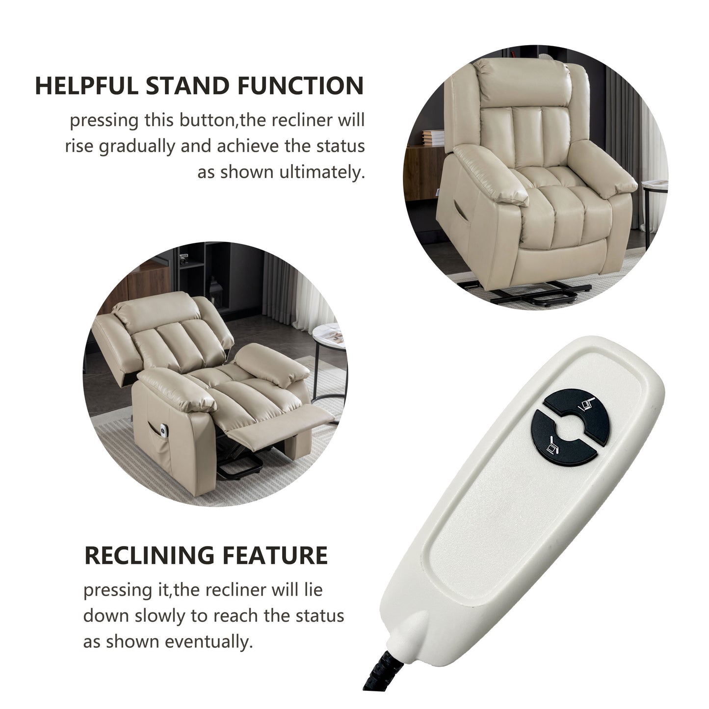 Sophia (Beige) Faux Leather lift chair recliner