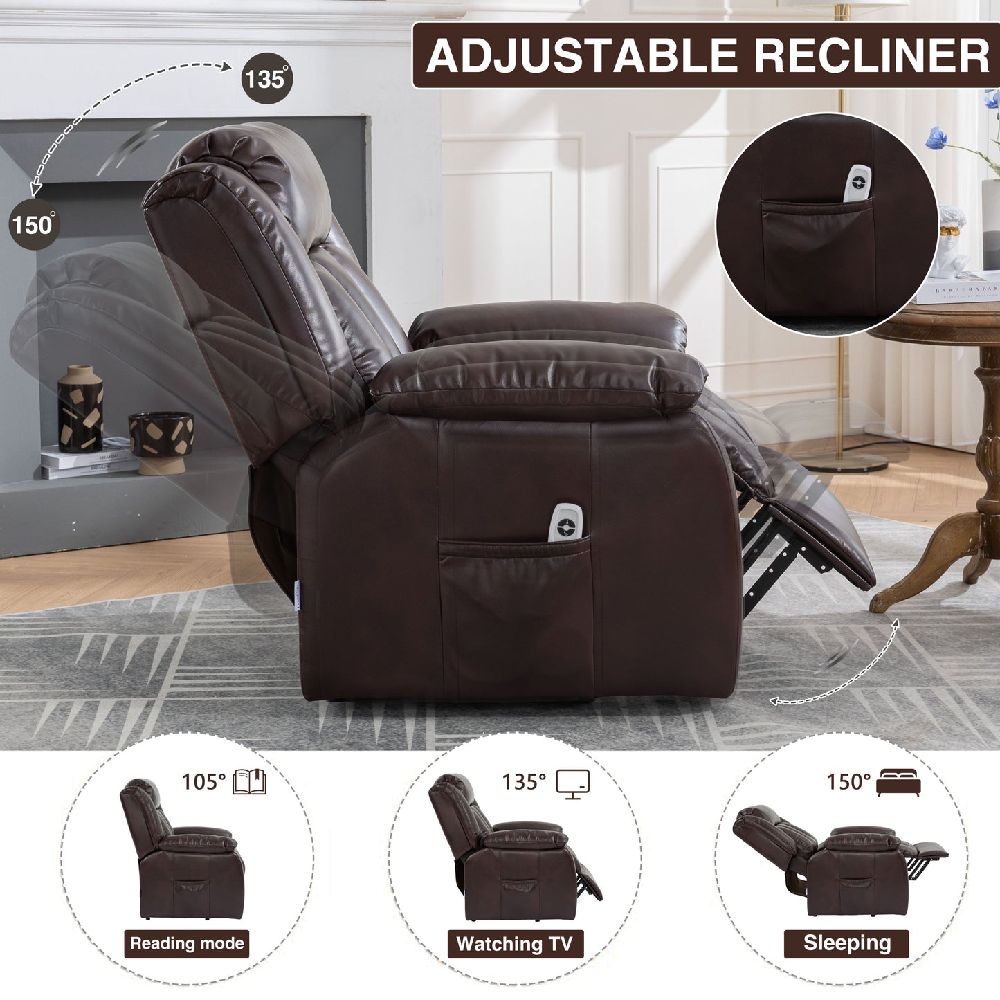 Sophia (Red/Brown) Faux Leather lift chair recliner